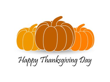 Mutlu Şükran günü. Balkabağı beyaz zemin üzerine gölge ile. Vektör çizim