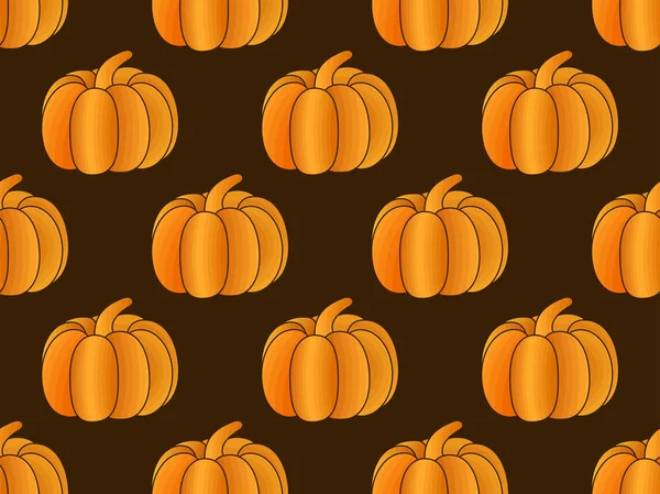 Patrón sin costura de calabaza sobre fondo negro. Fondo de Halloween. Ilustración vectorial — Archivo Imágenes Vectoriales