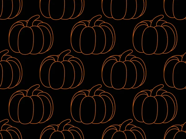 Patrón sin costura de calabaza sobre fondo negro. Fondo de Halloween. Ilustración vectorial — Archivo Imágenes Vectoriales