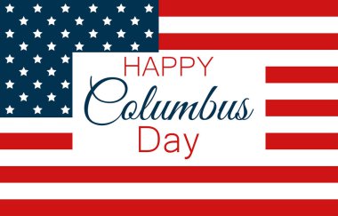 Kolomb Günü, Amerika, ABD bayrağı ve kıta, tatil afiş kaşifi. Vektör çizim