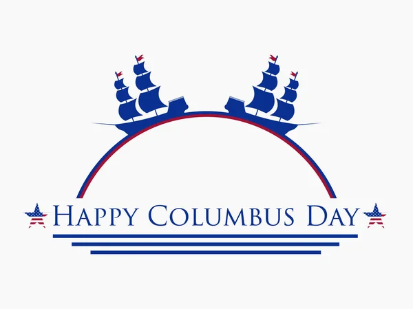 Feliz Día de Colón, el descubridor de América. bandera de vacaciones. Barco de vela con mástiles. Ilustración vectorial — Vector de stock