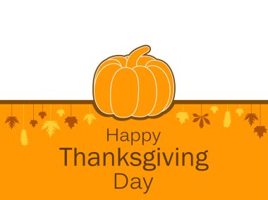 Mutlu Şükran Günü tebrik kartı şablonu. Kabaklar ve Asma yaprakları, sonbaharın çelenk bırakır. Festivali afiş. Vektör çizim