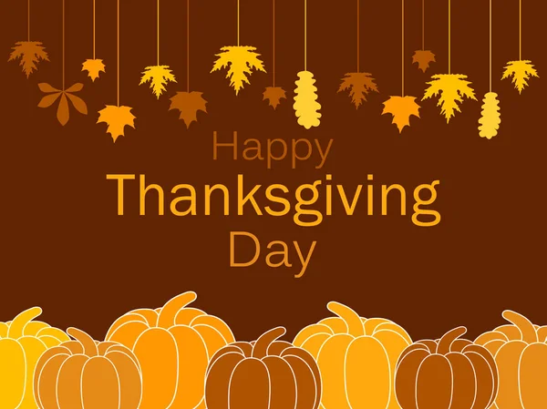 Mutlu Şükran Günü tebrik kartı şablonu. Kabaklar ve Asma yaprakları, sonbaharın çelenk bırakır. Festivali afiş. Vektör çizim
