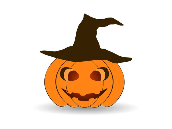 Calabaza de Halloween en un sombrero aislado sobre fondo blanco. Jack o linterna icono. Ilustración vectorial — Vector de stock