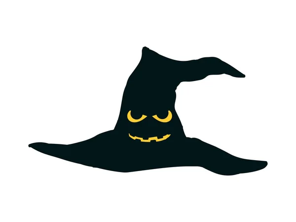 Sombrero de Halloween con ojos y boca. Sombrero aterrador aislado sobre fondo blanco. Ilustración vectorial — Archivo Imágenes Vectoriales