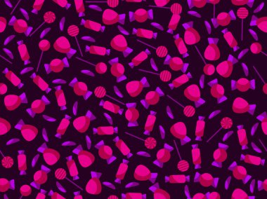 Cadılar Bayramı şekerleri ile seamless modeli. Düz şeker tasarım. Vektör çizim