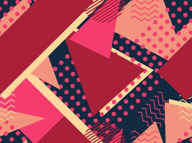 Memphis seamless modeli. Geometrik öğeleri memphis 80 tarzı. Bauhaus retro. Vektör çizim.