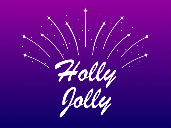 Holly Jolly vuurwerk op witte achtergrond. Kerst banner. Vectorillustratie — Stockvector