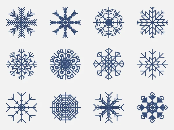 Los copos de nieve establecen un icono aislado sobre fondo blanco. Ilustración vectorial — Archivo Imágenes Vectoriales