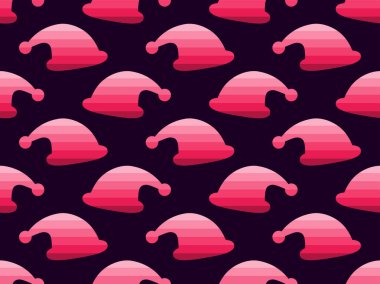 Noel Noel Baba şapka ile seamless modeli. Vektör çizim