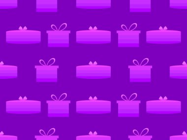 Hediye kutusu seamless modeli. Mor, biber renk tonları. Vektör çizim