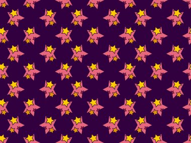 Yıldız yıldız ile Seamless modeli. Karikatür tarzı. Vektör çizim