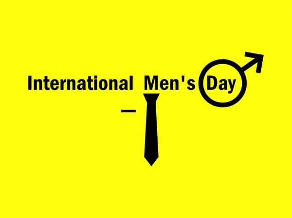 Dia internacional dos homens. Símbolo masculino e gravata em um fundo amarelo. Ilustração vetorial —  Vetores de Stock
