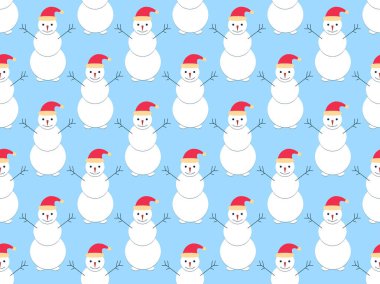 Kardan adam seamless modeli. Noel tatil arka plan. Noel dekorasyon. Vektör çizim