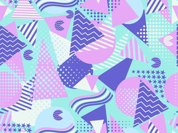 Memphis seamless modeli. Geometrik öğeleri memphis 80'li yılların tarzında. Vektör çizim