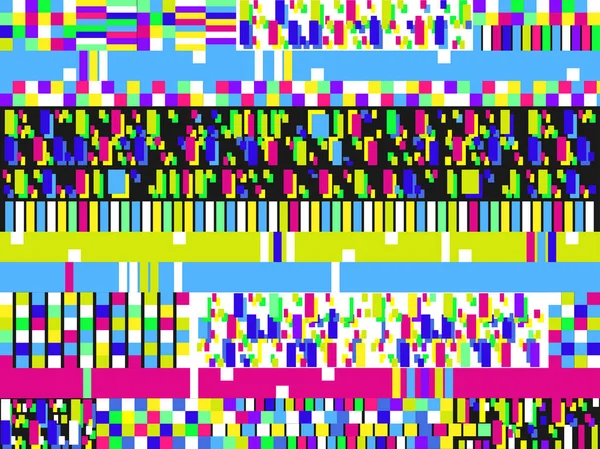 Sfondo difettoso. Mosaico pixel di errore di segnale. Modello colorato. Illustrazione vettoriale — Vettoriale Stock