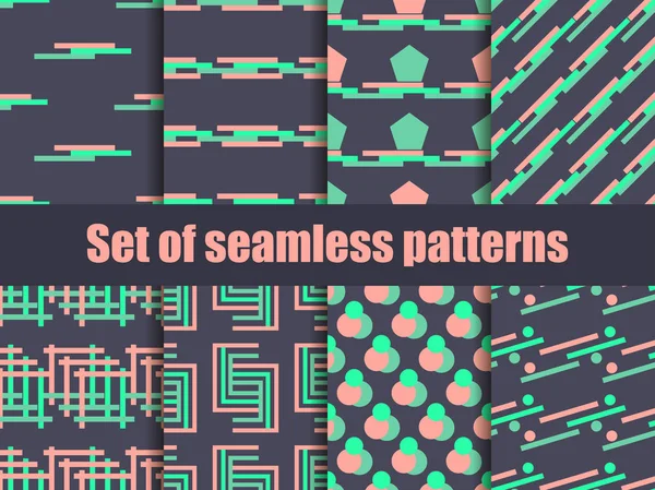 Set van naadloze patronen met strepen. Moderne abstracte achtergronden voor behang, wrappers. Vectorillustratie — Stockvector