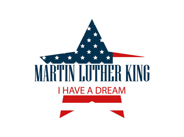 Martin Luther King Day. Star with flag usa. Celebration banner. Vector illustration