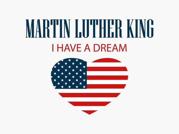 Día de Martin Luther King. Corazón con bandera. Ilustración vectorial — Vector de stock