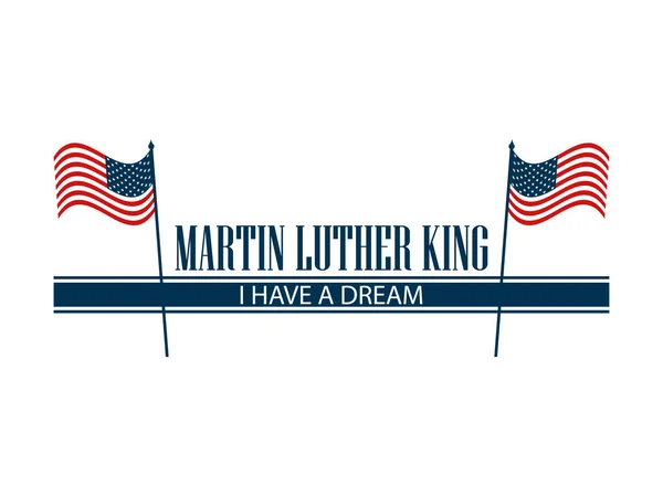 Día de Martin Luther King. Fondo de vacaciones con bandera usa aislado sobre fondo blanco. Ilustración vectorial — Vector de stock