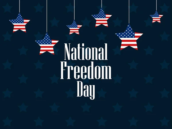 Día de la libertad nacional, 1 de febrero. Estrellas colgantes con bandera USA. Banner de celebración. Abolición de la esclavitud. Ilustración vectorial — Vector de stock