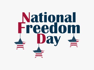 1 Şubat günü ulusal özgürlük. ABD ile asılı yıldız bayrak. Kutlama afiş. Köleliğin. Vektör çizim