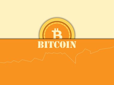 Cryptocurrency. Bitcoin madeni para, diyagram. Sistemi bloke ediyor. Vektör çizim