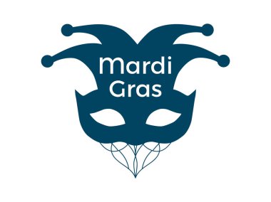 Mardi Gras. Beyaz bir arka plan üzerinde karnaval maskesi. Çan. Festival sembolü. Vektör çizim
