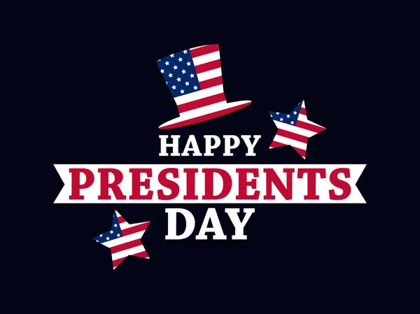 Feliz Dia dos Presidentes. Ilustração festiva para cartão e cartaz. Bandeira dos EUA. Desenho tipográfico. Vetor —  Vetores de Stock