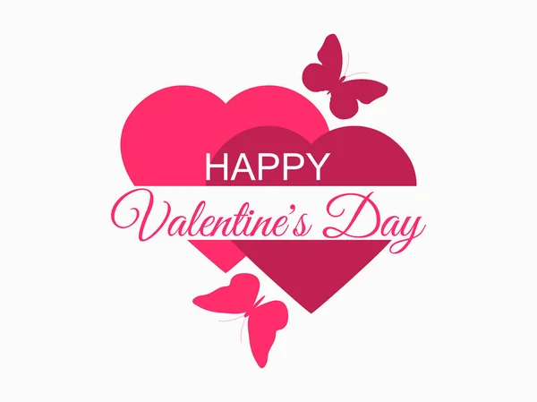 С Днем Святого Валентина сердца и бабочки. Праздничный фон для поздравительной открытки, баннера и плаката. Векторная иллюстрация — стоковый вектор