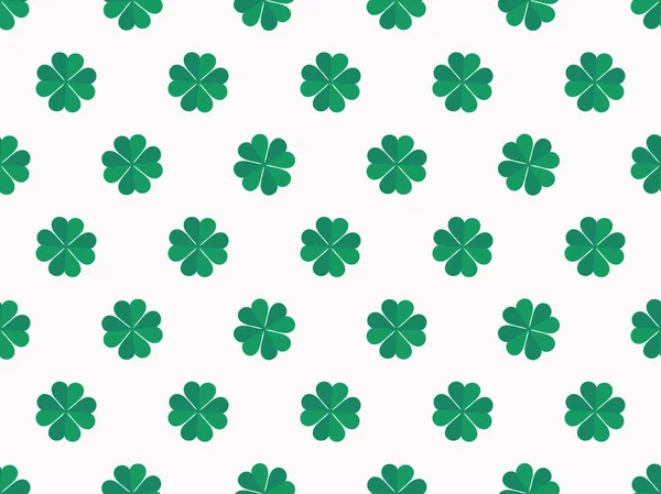 Feuilles de trèfle vert sur fond blanc motif sans couture. Illustration vectorielle — Image vectorielle