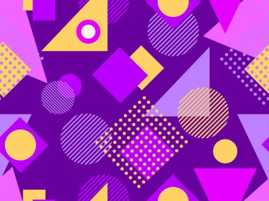 Memphis seamless modeli. Geometrik öğeleri memphis 80 tarzı. Bauhaus retro. Vektör çizim.