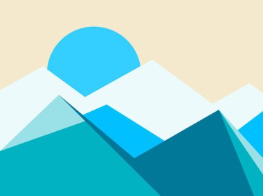 Dağ doruklarına düz stil peyzaj. Vektör çizim