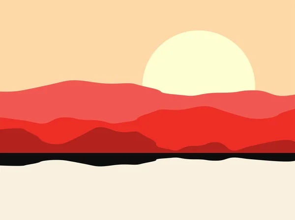 Hete woestijn landschap met het silhouet van een berg. Vectorillustratie — Stockvector