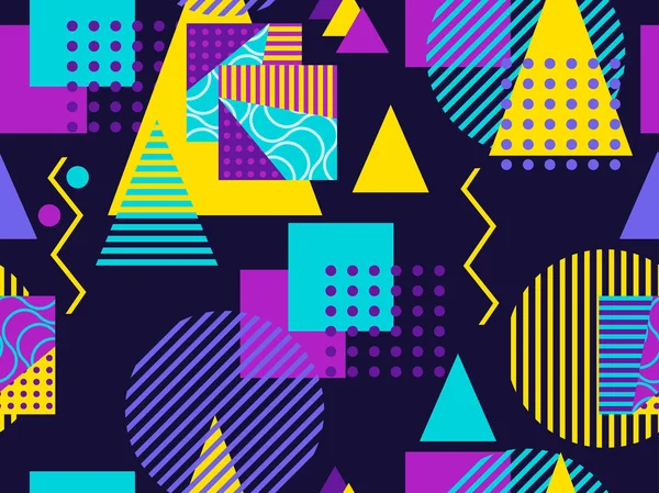 Memphis nahtlose Muster. Geometrische Elemente im Stil der 80er Jahre. Bauhaus-Retro. Vektorillustration. — Stockvektor