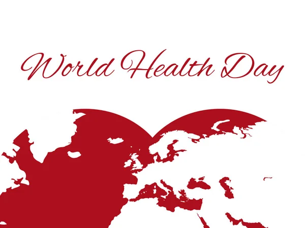 Всемирный день здоровья. Планета Земля в сердце, континенты. Всемирный праздник. Красный цвет. Векторная иллюстрация — стоковый вектор