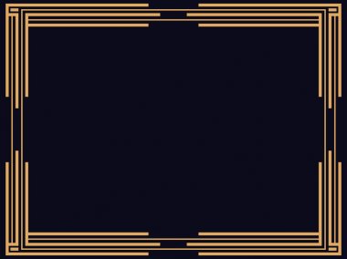 Art deco çerçeve. Klasik doğrusal sınır. Davetiyeler, broşürler ve tebrik kartları için bir şablon tasarla. 1920 'lerin tarzı - 1930' lar. Vektör illüstrasyonu