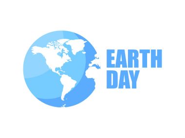 Dünya gün logo tasarımı. 22 Nisan. Mavi ve beyaz renk. Vektör çizim