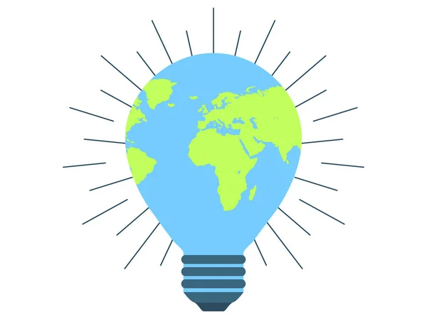 Dia da Terra, 22 de Abril. Energia limpa, lâmpada. Dia Mundial do Ambiente. Ilustração vetorial —  Vetores de Stock