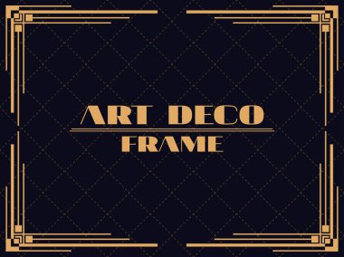 Art deco çerçeve. Klasik doğrusal sınır. Davetiyeler, broşürler ve tebrik kartları için bir şablon tasarla. 1920 'lerin tarzı - 1930' lar. Vektör illüstrasyonu