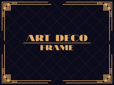 Art deco çerçeve. Klasik doğrusal sınır. Davetiyeler, broşürler ve tebrik kartları için bir şablon tasarla. 1920 'lerin tarzı - 1930' lar. Vektör illüstrasyonu