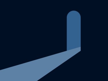 Işık--dan ışık açık bir kemer, mavi ışın. Geçit karanlıkta. Vektör çizim