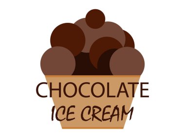 Beyaz bir arka plan üzerinde gözleme sepet içinde çikolatalı dondurma. Vektör çizim