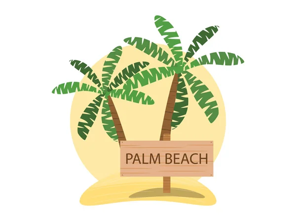 Palm beach, logo design. Summer pattern of recreation, tourism. Vector illustration — Stock Vector