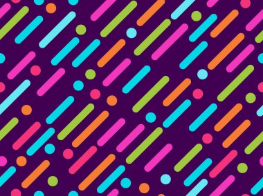 Renkli çizgiler ve noktalar ile Seamless modeli. Memphis geometrik unsurları. Vektör çizim