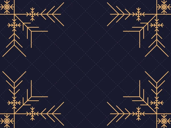 Art deco frame with snowflakes. Vintage linear border.Style of the 1920s and 1930s. Vector illustration — Wektor stockowy