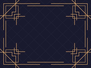 Art deco çerçeve. Klasik doğrusal sınır. Davetiyeler, broşürler ve tebrik kartları için bir şablon tasarla. 1920 'lerin ve 1930' ların tarzı. Vektör illüstrasyonu