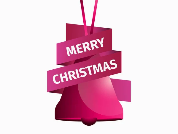 Christmas bell with red gradient. Merry christmas decoration on white background. Vector illustration