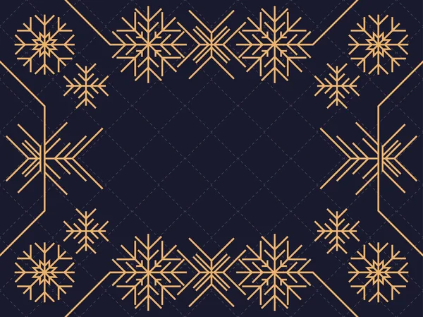 Art deco frame with snowflakes. Vintage linear border.Style of the 1920s and 1930s. Vector illustration — Διανυσματικό Αρχείο