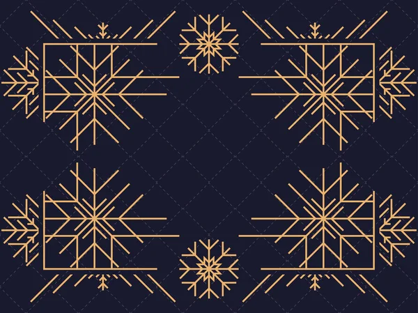 Art deco frame with snowflakes. Vintage linear border.Style of the 1920s and 1930s. Vector illustration — Διανυσματικό Αρχείο